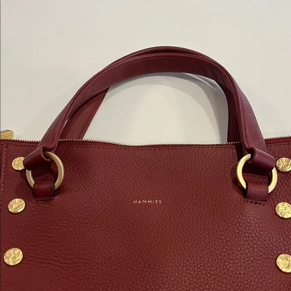 New HAMMITT Daniel Medium Pomodoro Leather Gold Studded SatchelBag MISSING STRAP - Picture 16 of 16